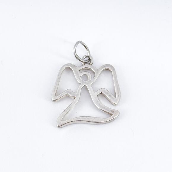 Vintage 925 Sterling Silver Angel Outline Charm | Dainty Layering Jewelry - Picture 2 of 7